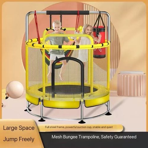 Trampoline, indoor children's trampoline with safety net, fitness spring bed, bouncy castle with safety net