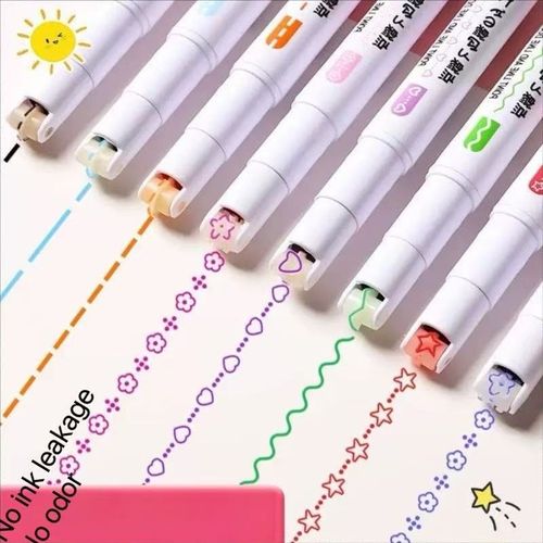 (Pack of eight)Flower outline pen curve pen handbook curve color pen handbook roller lace pen special pen for handwriting newspaper