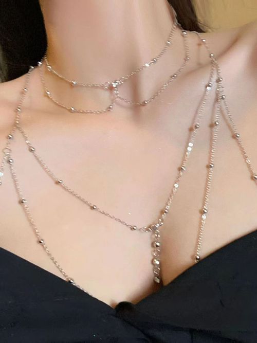 Purely seductive style, braided body chain, European and American style bodychain, sexy necklace, low-cut back chain decoration