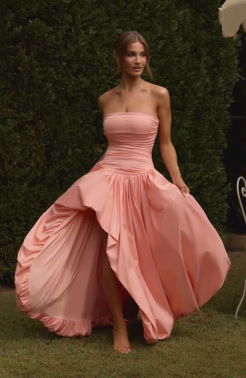 2025 Summer New Product: strapless, slit tied, slim fit, waist cinching, solid color, stylish dress, dress