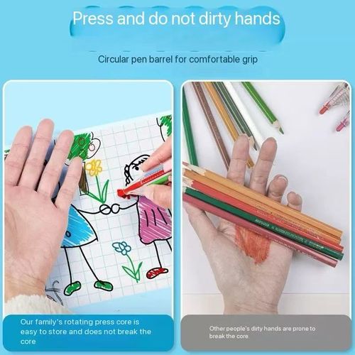 8 in 1 rotating multi-color crayons, no dirty hands crayons, portable children's plastic 8-color push crayons