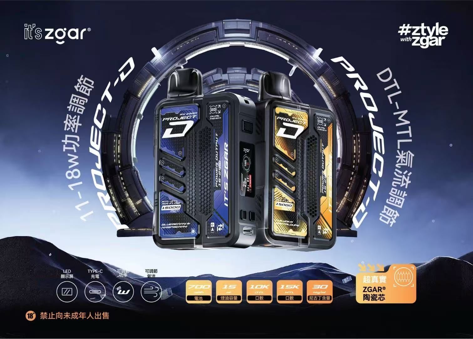 Zgar冰熊卡帶套裝 雙網芯 11-18W 可拆卸主機