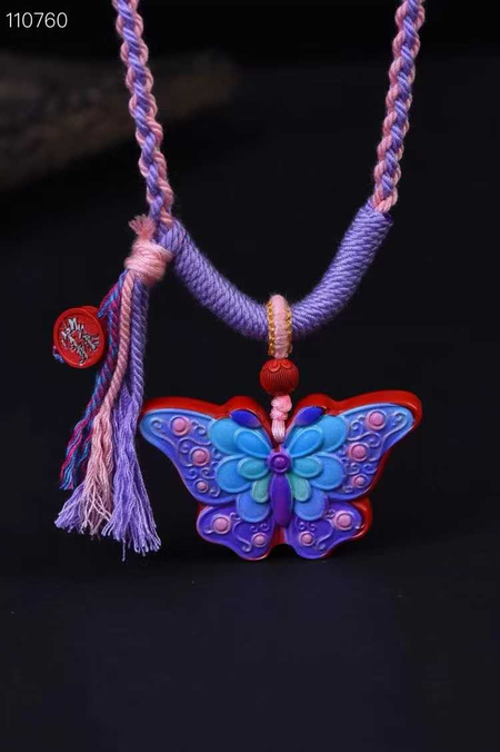 高含量原礦紅砂彩繪蝴蝶多用途掛件