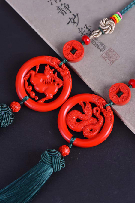 高含量天然紅砂十二生肖硃砂掛件