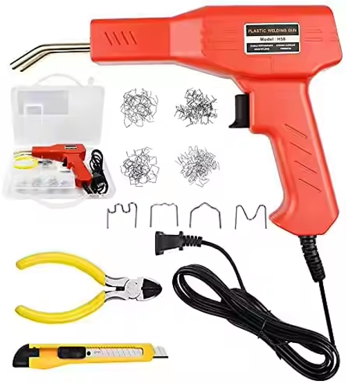 50W Handheld Plastic Welders Hot Stapler Plastic Welder Gun Welding Tools Kit with 4 Types 200PCS Staples for Plastic Repairing