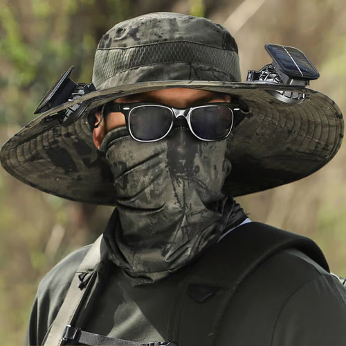 🔥Wide Brim Solar Fan Outdoor Fishing Hat-Solar & USB Charging