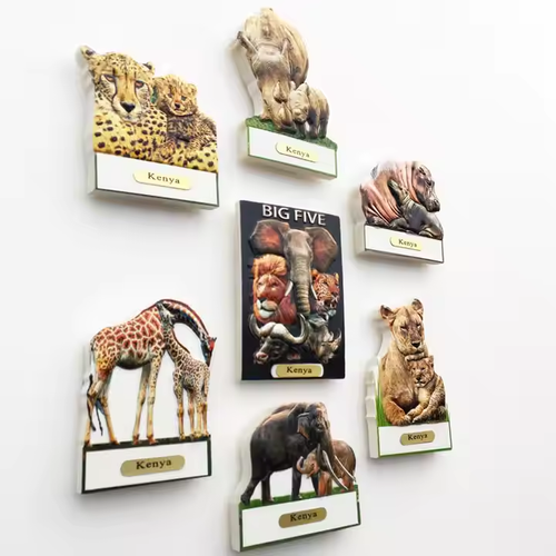 Kenya Animal Metal 3d Souvenir Magnetic Sticker lion Elephant Fridge Magnets Home Decoration Resin Nigeria Fridge Magnet Africa