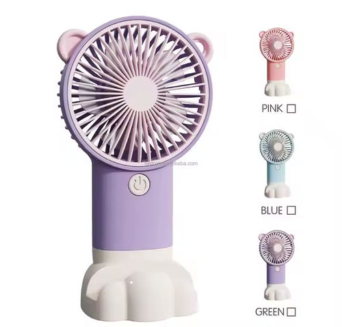 BJQ OEM Portable Cartoon Mini Fan Wholesales Handheld Rechargeable Small Fan for Car & Outdoor Use USB Power Source