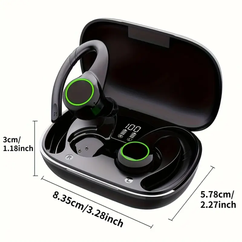 New Wireless Earbuds for Running Sports, Wireless Earphones with Earhooks Pure Bass Sound, In Ear Headphones with Dual-LED Display, Sport Earphones Built-in Microphone, Noise Cancelling Headset