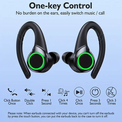 New Wireless Earbuds for Running Sports, Wireless Earphones with Earhooks Pure Bass Sound, In Ear Headphones with Dual-LED Display, Sport Earphones Built-in Microphone, Noise Cancelling Headset