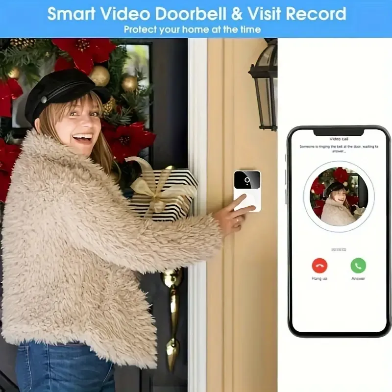 Video Doorbell, Doorbell Camera Wireless Use Two-Way Talk, Wi-Fi, HD, Night Vision, App Remote Control, Easy Installation, HD Cameras for Home Security