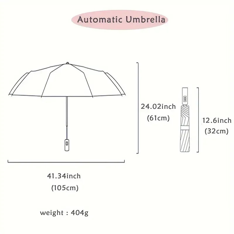 Three-fold Windproof Automatic Folding Umbrella, Reinforced Thickened Business Sunny And Rainy Men's And Women's