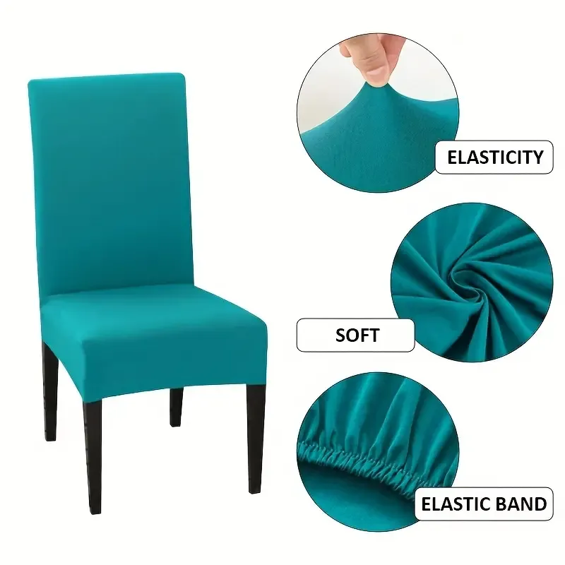 4pcs Set Milk Elastic Home Kitchen Dining Chair Slipcover