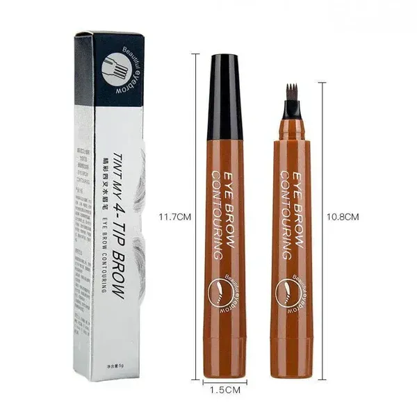 3 Colors Eyebrow Pen Waterproof 4 Fork Tip Eyebrow Tattoo Pencil Long Lasting Natural Dark Brown Liquid Eye Brow Pencil