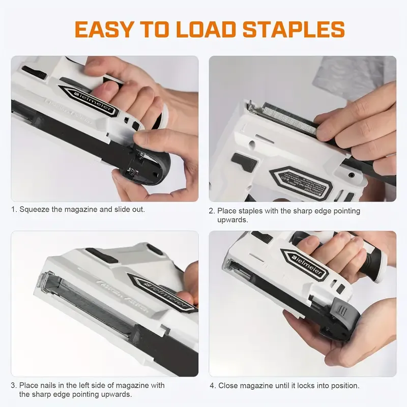 Bielmeier Electric Staple Gun, 2 In 1 Electric Stapler Tacker 4V Cordless Brad Nailer Kit, Battery Powered Nail Gun For Upholstery, Carpentry, DIY With Staple Remover, 1600pcs Staples And Nails