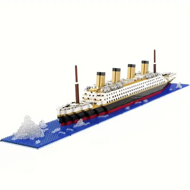 Titanic Mini Building Blocks - DIY Assembled Boat Model with Difficult Building Blocks, Cruise Ornaments, Educational Handmade Model Toy for Easter, Christmas, Halloween Gift