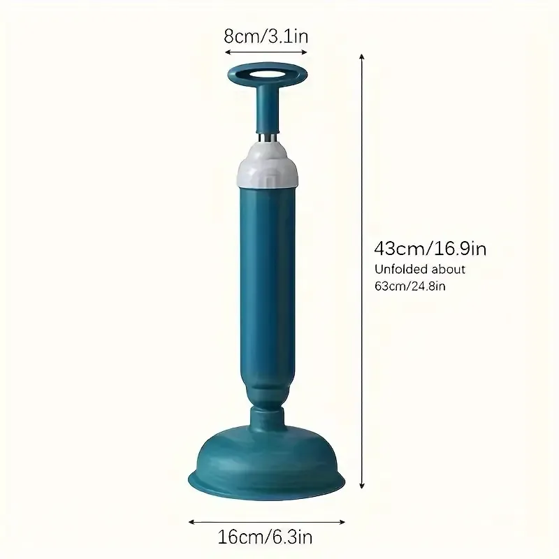 Easy-to-Use Manual Toilet Plunger - Air Pressure Drain Clog Remover, No Batteries Required, Ideal for Home Cleaning