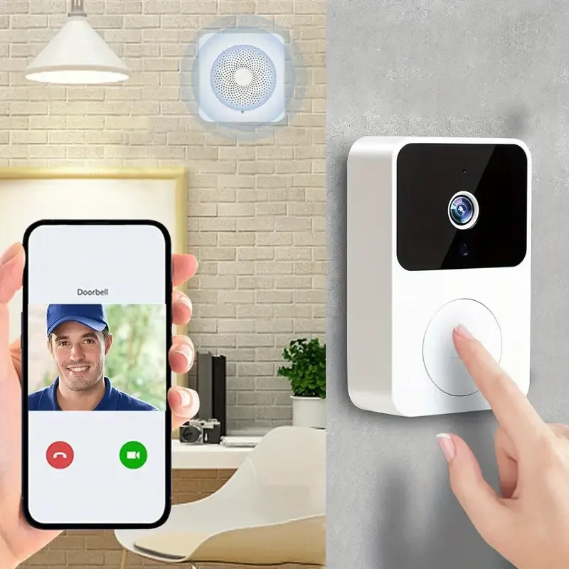 Video Doorbell, Doorbell Camera Wireless Use Two-Way Talk, Wi-Fi, HD, Night Vision, App Remote Control, Easy Installation, HD Cameras for Home Security