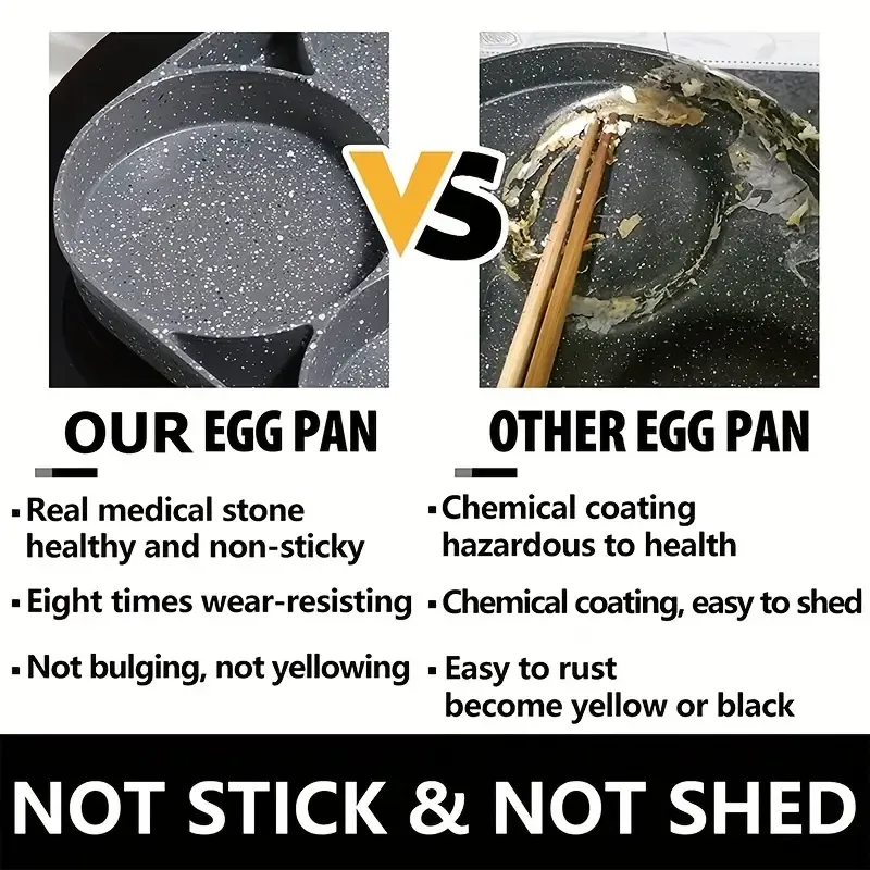 4-Hole Non-Stick Frying Pan Made of Maifan Stone