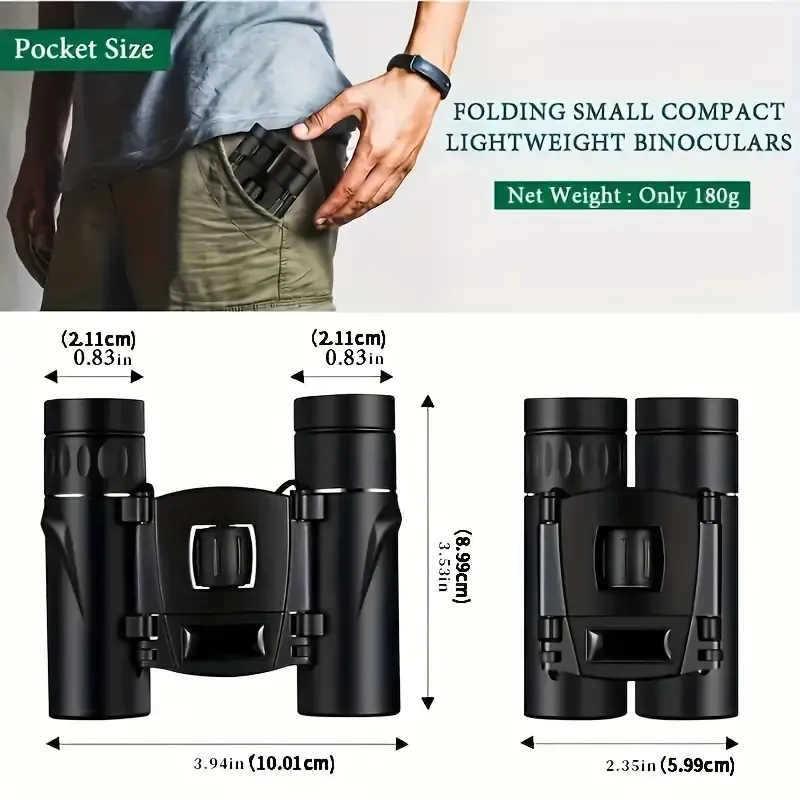 Long Range HD Zoom Powerful Binoculars, Portable Folding for Outdoor Tourism and Camping