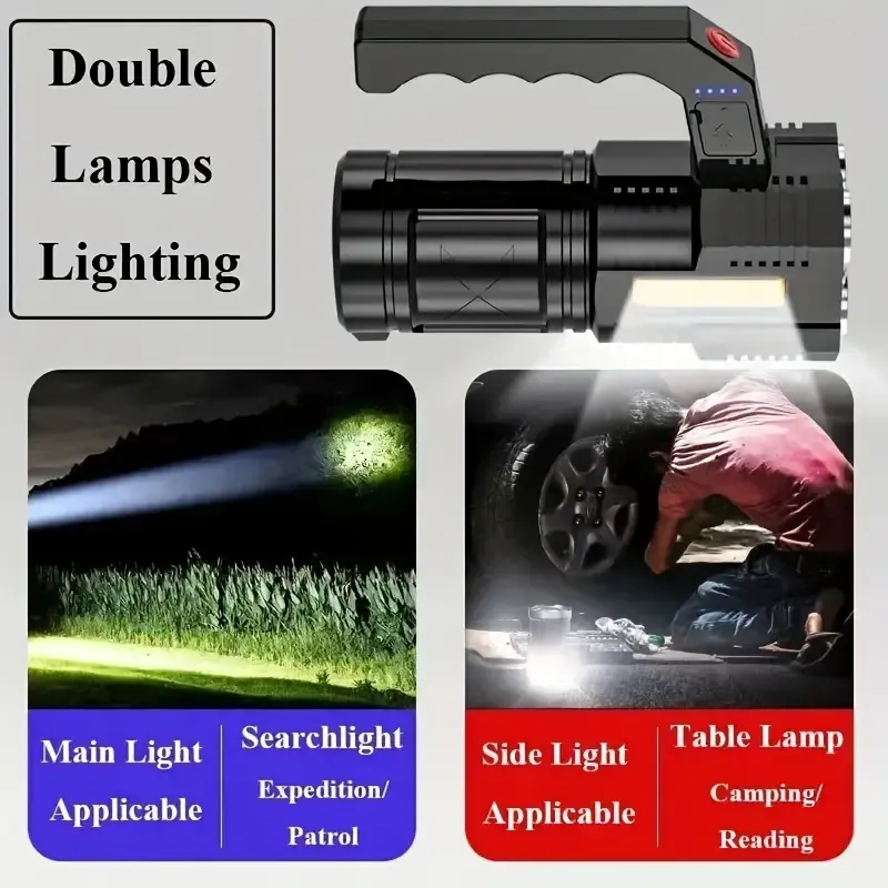 Ultra Bright Quad-core LED Flashlight - Camping Torch Flightlight, USB Rechargeable High Power