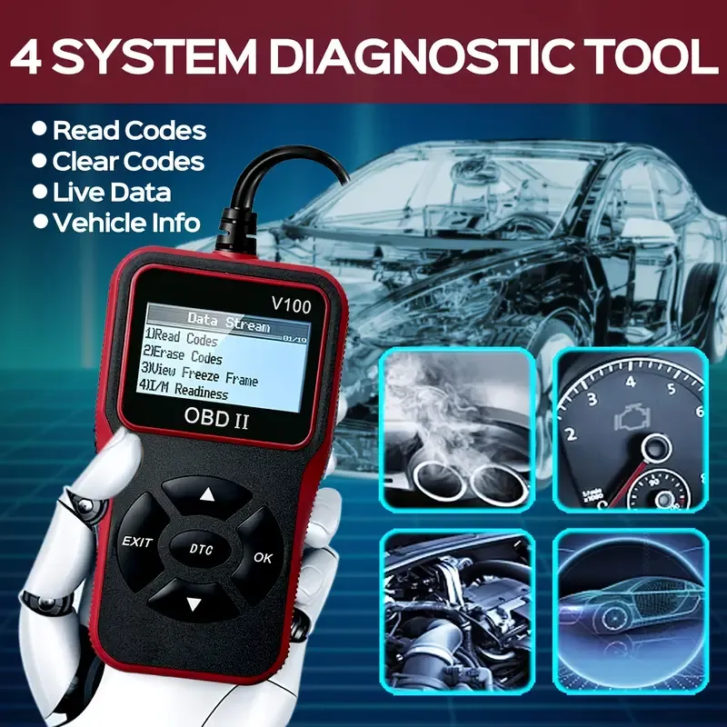 OBD2 Diagnose Scanner - Code Reader for All OBD II Protocol Cars Since 1996 - Engine Fault Code Reader Scan Tool