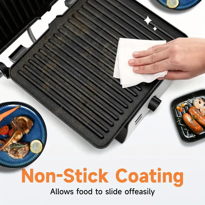 Electric Indoor Grill  SUSTEAS 3 in 1 Electric Indoor Grill & Panini Press