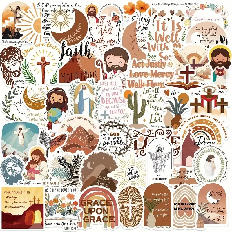 200pcs Jesus Christian Stickers for Journaling Bible Verse Jesus Faith Stickers for Vision Board Aesthetic Christian Gifts for Women Adults Laptop Scrapbook Religious Suppiles