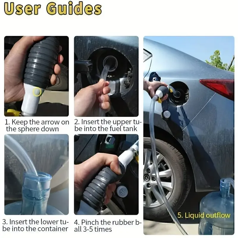 Portable Gasoline Siphon Pump with Durable Rubber Hose