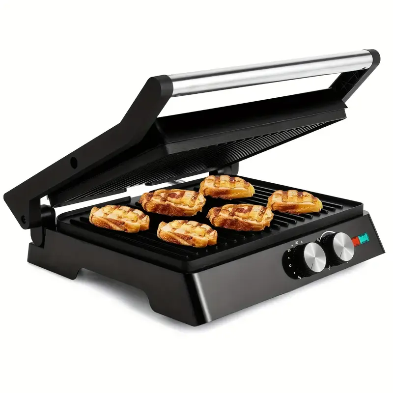 Electric Indoor Grill  SUSTEAS 3 in 1 Electric Indoor Grill & Panini Press