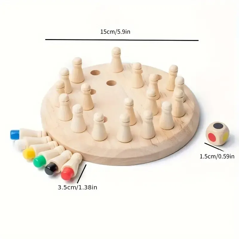 Wooden Memory Match Game - Educational Chess Puzzle for Kids & Adults - Intermediate Skill Level - Portable Family Strategy Board Game for Holiday Gifts & Brain Training