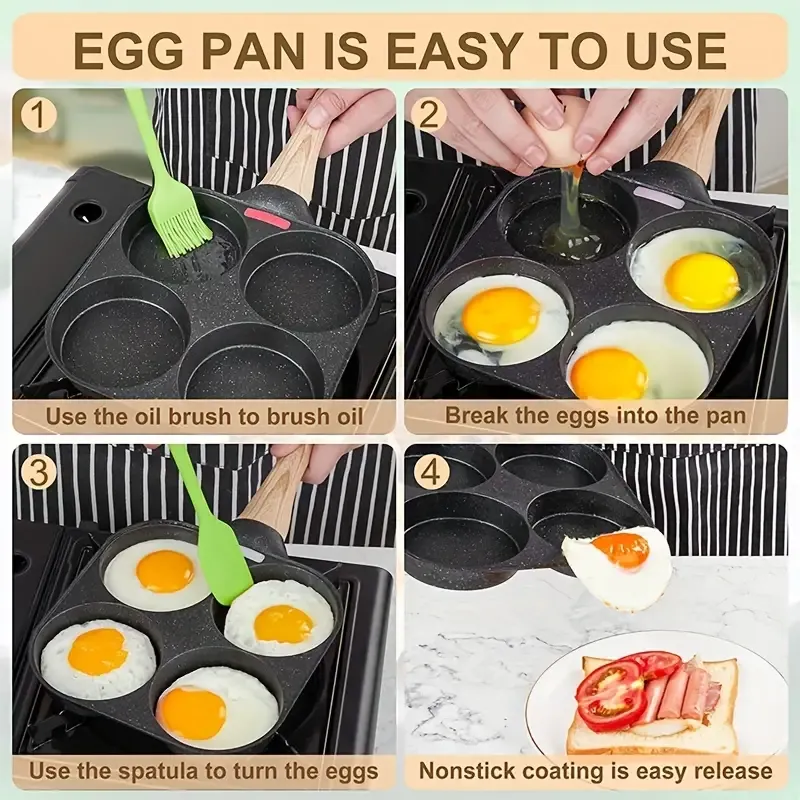 4-Hole Non-Stick Frying Pan Made of Maifan Stone