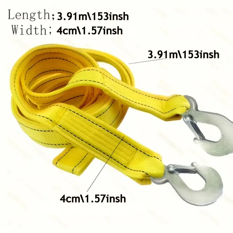 Heavy-Duty 3 Ton Traction Rope, 153.9 Inch Durable Nylon Recovery Strap with Break Strength and Storage Bag - Ideal for Emergency Vehicle Recycling, Off-Road Use