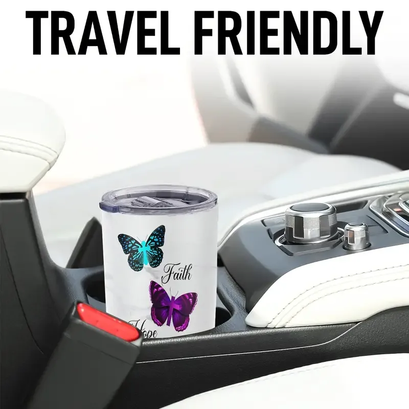 1pc Butterfly Printed 20oz Stainless Steel Tumbler, Double Wall Vacuum Insulated Travel Mug with Lid, Reusable, BPA-Free, Hand Wash Only, Animal Theme, with Lid for Adults, Ideal for Holidays - Easter, Halloween, Christmas, Hanukkah, Thanksgiving