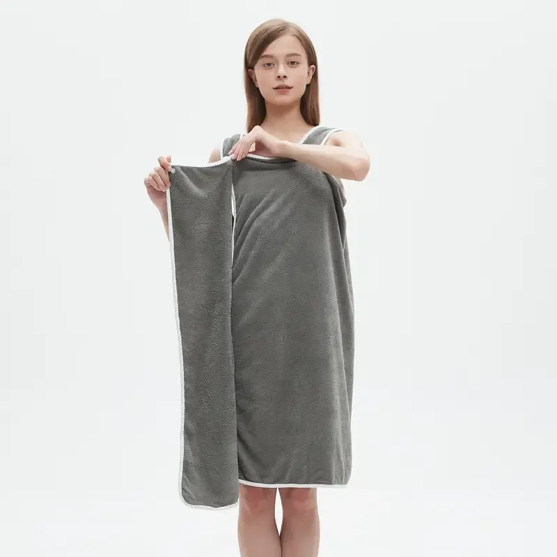 Ultra-Soft Coral Velvet Bath Towel Skirt with Bowknot Design