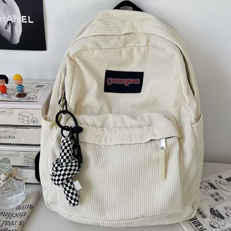 Corduroy retro simple large capacity ins backpack