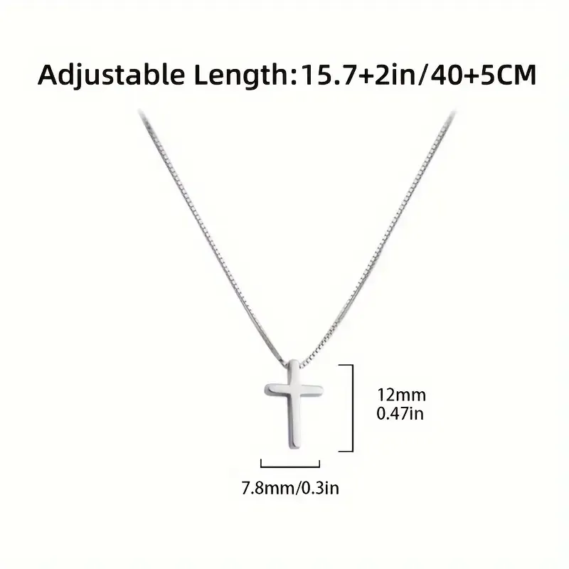 Elegant Simple Style 925 Sterling Silver Cross Pendant Necklace for Women