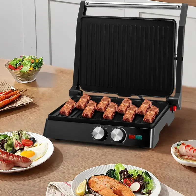 Electric Indoor Grill  SUSTEAS 3 in 1 Electric Indoor Grill & Panini Press