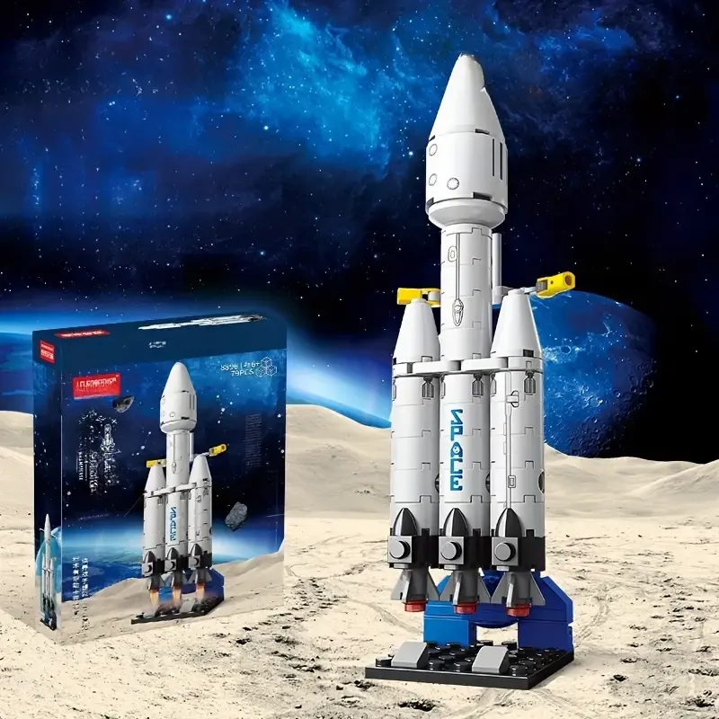 A Model Assembly Toy Set for Children Featuring a Space And Aviation Theme, Including Airplanes And Rocket Launch Centers.