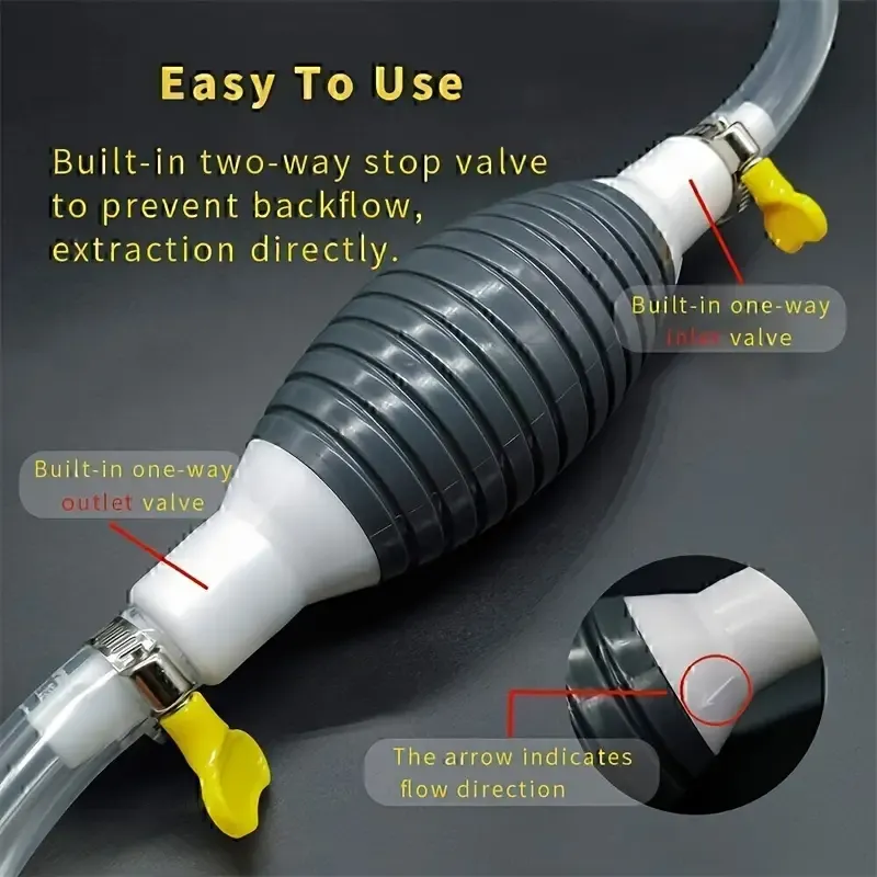 Portable Gasoline Siphon Pump with Durable Rubber Hose