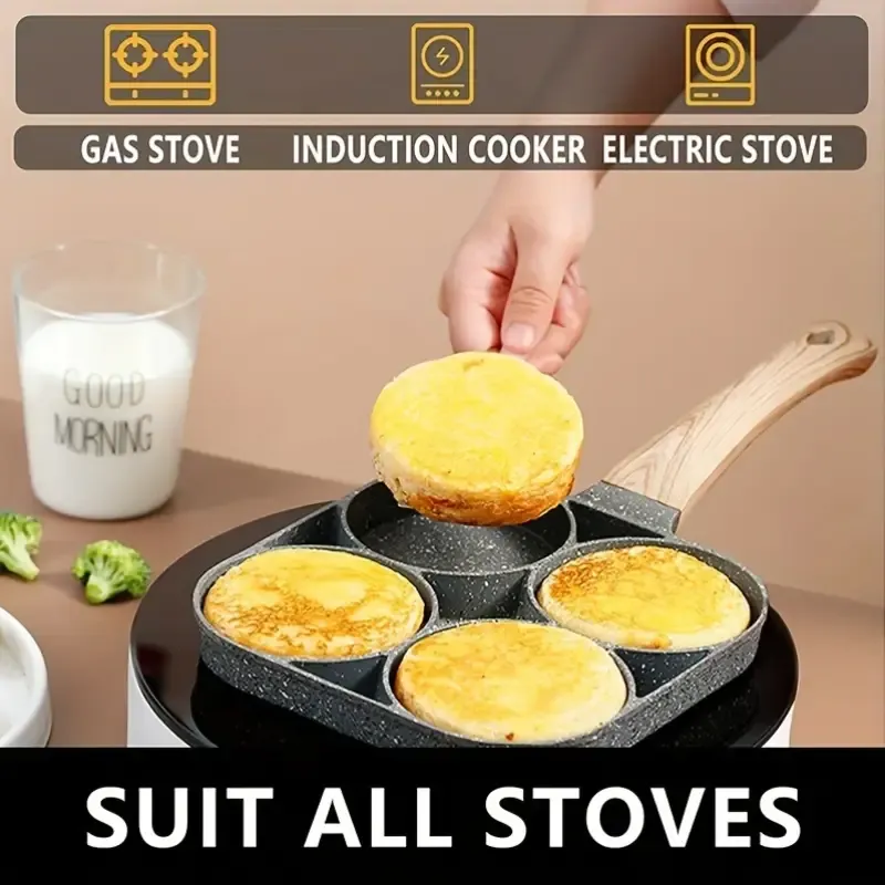 4-Hole Non-Stick Frying Pan Made of Maifan Stone