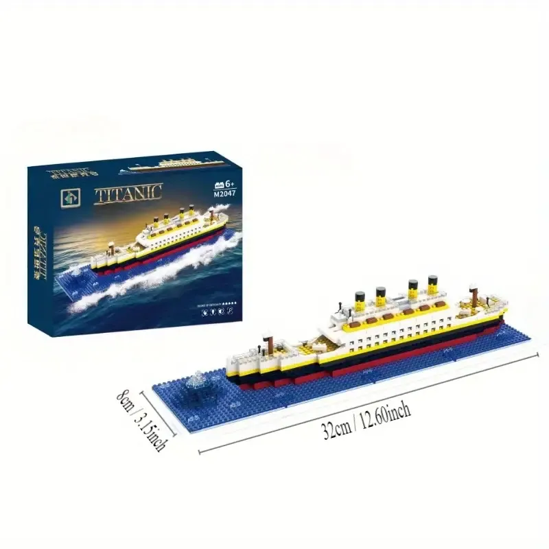 Titanic Mini Building Blocks - DIY Assembled Boat Model with Difficult Building Blocks, Cruise Ornaments, Educational Handmade Model Toy for Easter, Christmas, Halloween Gift