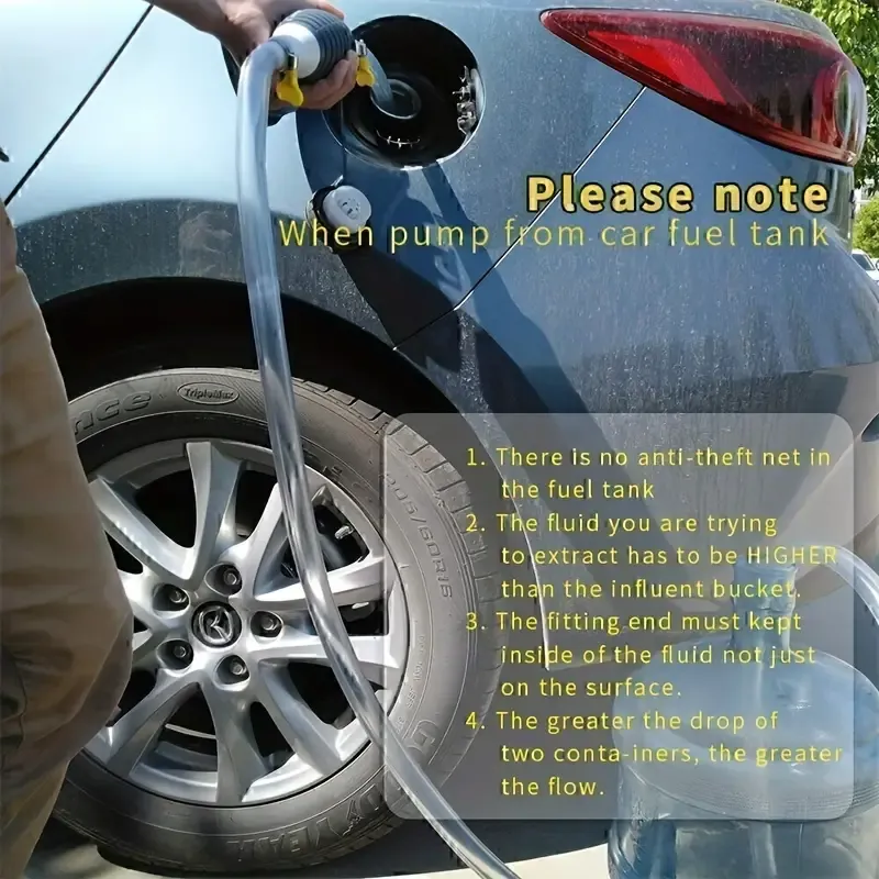 Portable Gasoline Siphon Pump with Durable Rubber Hose