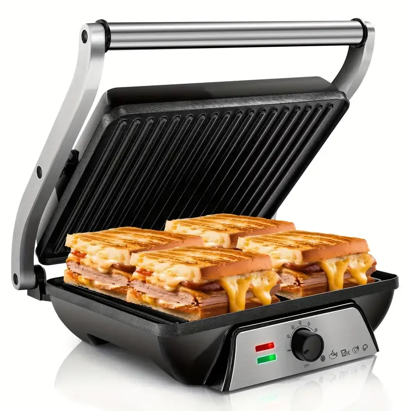 Electric Indoor Grill  SUSTEAS 3 in 1 Electric Indoor Grill & Panini Press