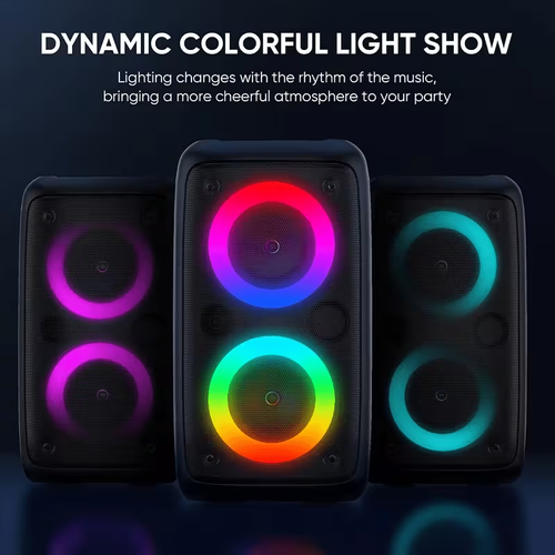 PORTABLE HIGH POWER Wireless 5.3 PARTY BOX LOUDESTEAKER, RGB RHYTHM LIGHTS, TWS WIRELESS STEREO, KARAOKE LOUDESTEAKER mit MIKROFON, SUPPORT USB TF KARTEN FM RADIO HEAVY BASS OUTDOOR LOUDESTEAKER
