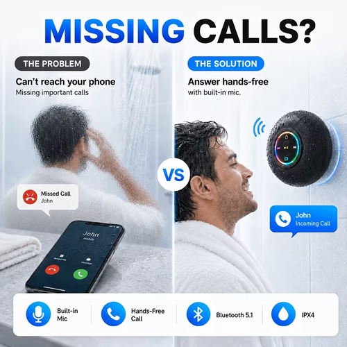 Pack Tragbarer Bluetooth-Duschlautsprecher mit Saugnapf, dynamische RGB-Beleuchtung, klarer kraftvoller Sound, kabelloser Badezimmerlautsprecher für Zuhause, Camping, Reisen, Partys, Halloween- & Weihnachtsgeschenke