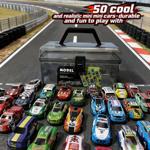 50-teiliges cooles Spielzeugauto-Modellset für Jungen – inklusive optionale Aufbewahrungstasche