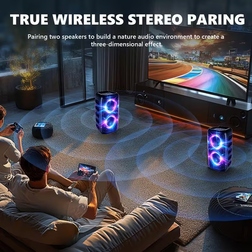 PORTABLE HIGH POWER Wireless 5.3 PARTY BOX LOUDESTEAKER, RGB RHYTHM LIGHTS, TWS WIRELESS STEREO, KARAOKE LOUDESTEAKER mit MIKROFON, SUPPORT USB TF KARTEN FM RADIO HEAVY BASS OUTDOOR LOUDESTEAKER