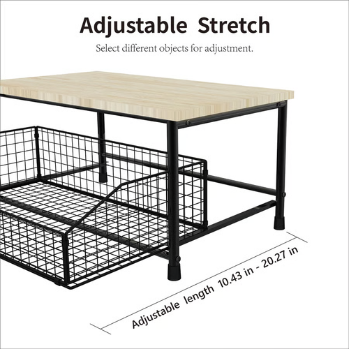 2-Tier Microwave Storage Rack with Pull-Out Drawer Basket