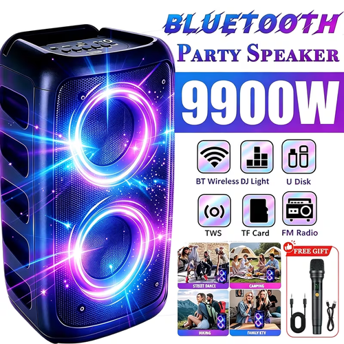PORTABLE HIGH POWER Wireless 5.3 PARTY BOX LOUDESTEAKER, RGB RHYTHM LIGHTS, TWS WIRELESS STEREO, KARAOKE LOUDESTEAKER mit MIKROFON, SUPPORT USB TF KARTEN FM RADIO HEAVY BASS OUTDOOR LOUDESTEAKER